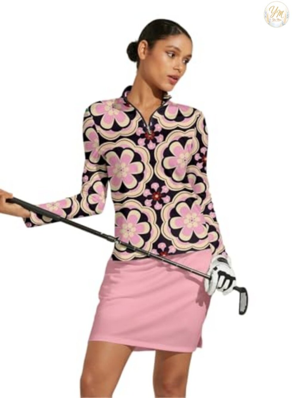 Women's Long Sleeve UPF 50+ Quarter Zip Golf Polo Shirt Quick Dry Lightweight